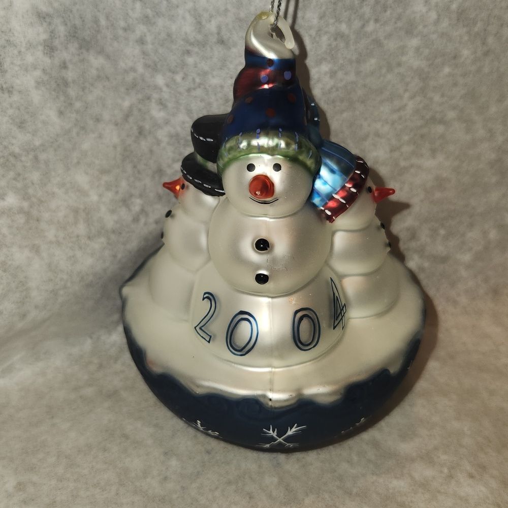 Snowman 2004 Glass Blown Christmas Ornament